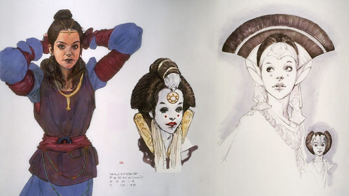 Iain McCaigs Konzepte für Königin Amidala und Padmé für Star Wars: Episode I