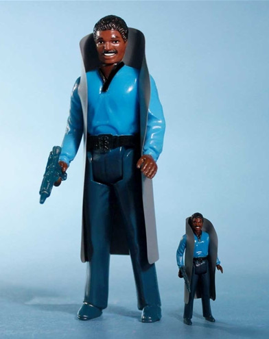 Jumbo Vintage Kenner Actionfigur Lando Calrissian. Interessant ist der Größenvergleich zwischen Originalfigur und der Jumbo-Variante