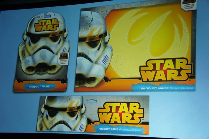 Star Wars Rebels: Das Verpackungsdesign des Rebels-Merchandise. Man beachte die Vorstufe zum Logo der Rebellion.