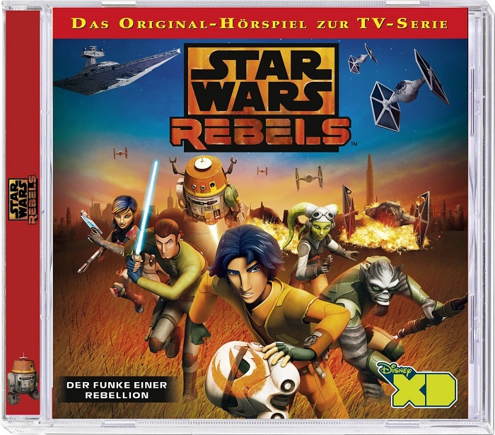 Hörspiel zu <i>Der Funke einer Rebellion</i>„> </p> <p>Der 14-jährige Ezra lebt in finsteren Zeiten: Das Imperium beherrscht die Galaxis, Jedis müssen sich verstecken und die Bevölkerung des Planeten Lothal leidet unter der dunklen Macht. Mit geschickten Diebstählen hält sich Ezra über Wasser. Als der Junge eine Kiste der imperialen Besatzer stiehlt, kommt er der Crew des Raumschiffs Ghost in die Quere. Die Truppe versucht, das Imperium mit gezielten Aktionen zu stören und zu treffen. Aber Agent Kallus ist den Rebellen auf der Spur und stellt ihnen eine Falle. Ezra will sich eigentlich raushalten, trotzdem warnt er die Rebellen. Sie können entkommen, doch Ezra wird geschnappt…</p></blockquote> <p>Das Werk lässt sich <a href=