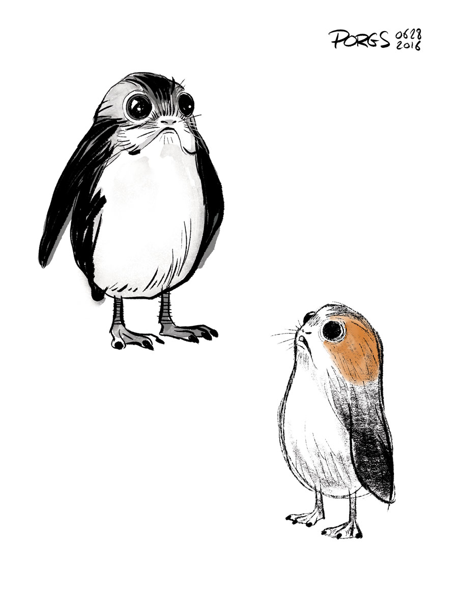Konzeptzeichnung der Porgs für'Die letzten Jedi'