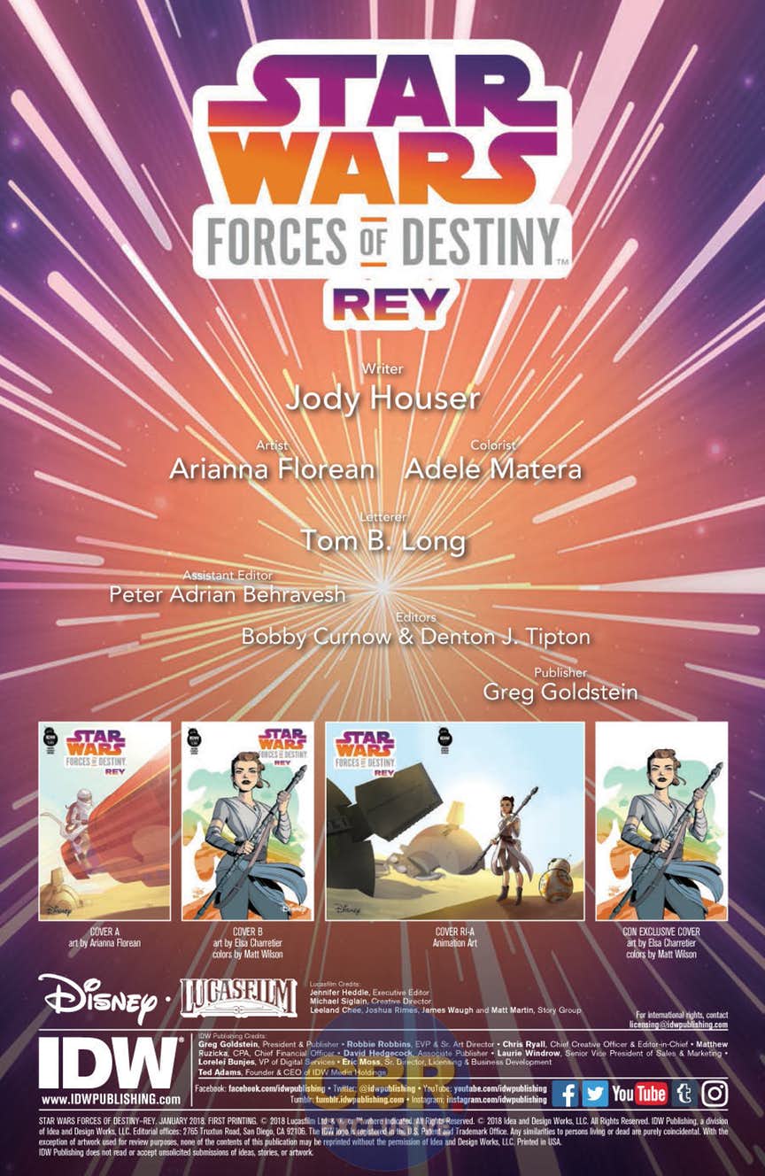 Vorschauseiten zu Forces of Destiny – Rey