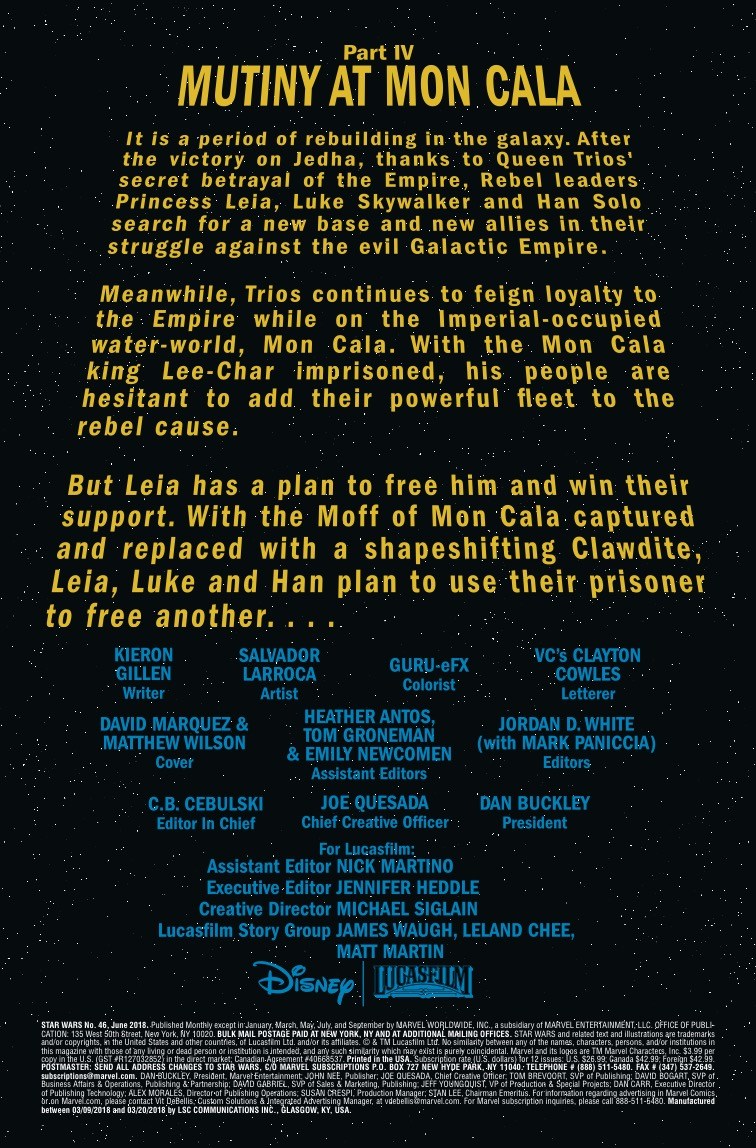 Vorschauseiten zu Star Wars #47: Mutiny at Mon Cala