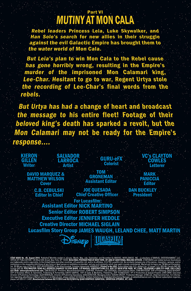 Vorschauseiten zu Star Wars #49: Mutiny at Mon Cala