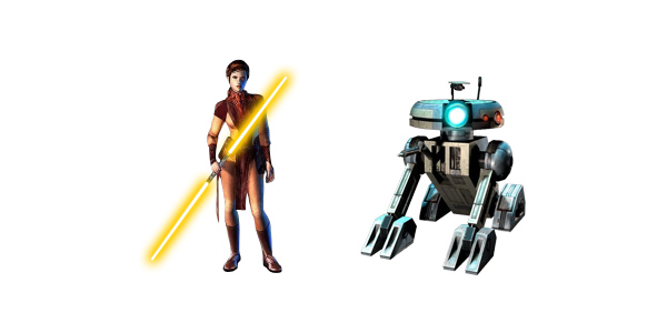 Bastila Shan und T3-M4 aus Knights of the Old Republic