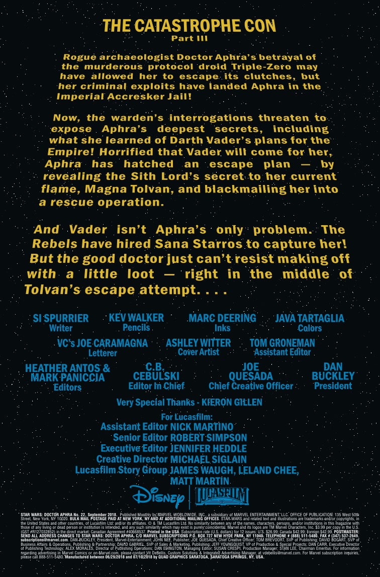 Vorschauseiten zu Doctor Aphra #22: The Catastrophe Con, Part 3