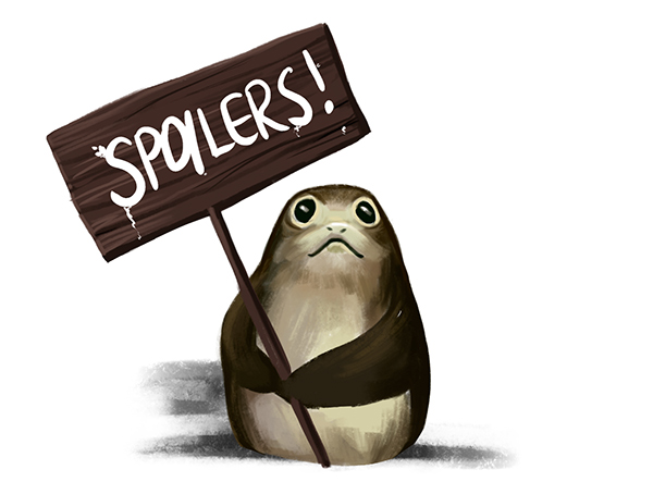 Spoilerwarnung mit Porg
