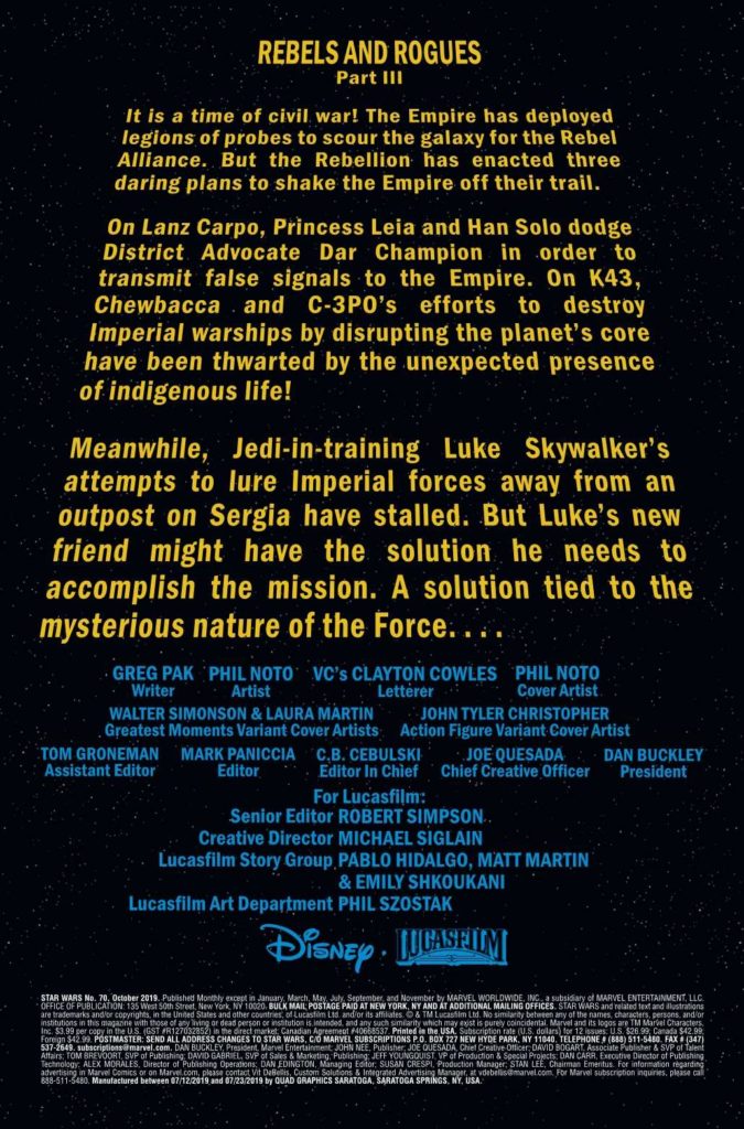 Vorschauseiten zu Star Wars #70