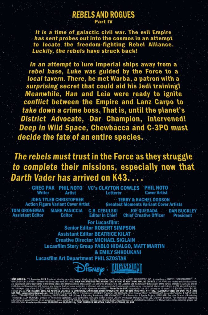Vorschauseiten zu Star Wars #71