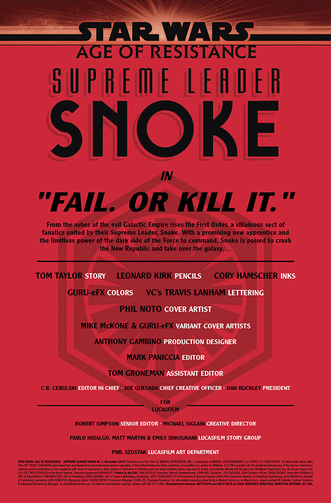 Vorschauseiten zu Age of Resistance: Supreme Leader Snoke #1