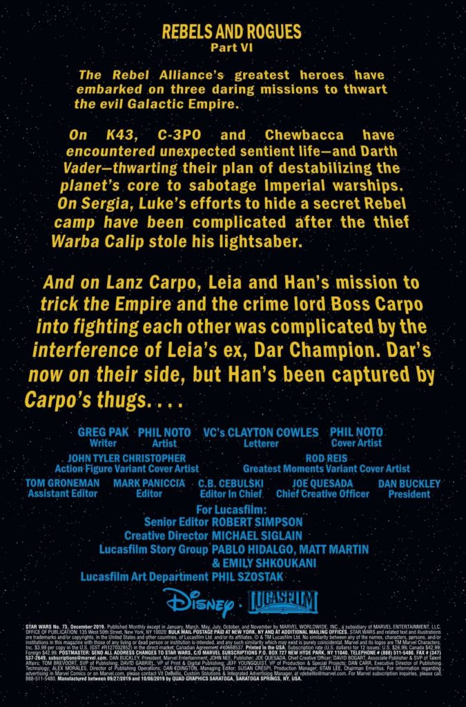Vorschauseiten zu Star Wars #73