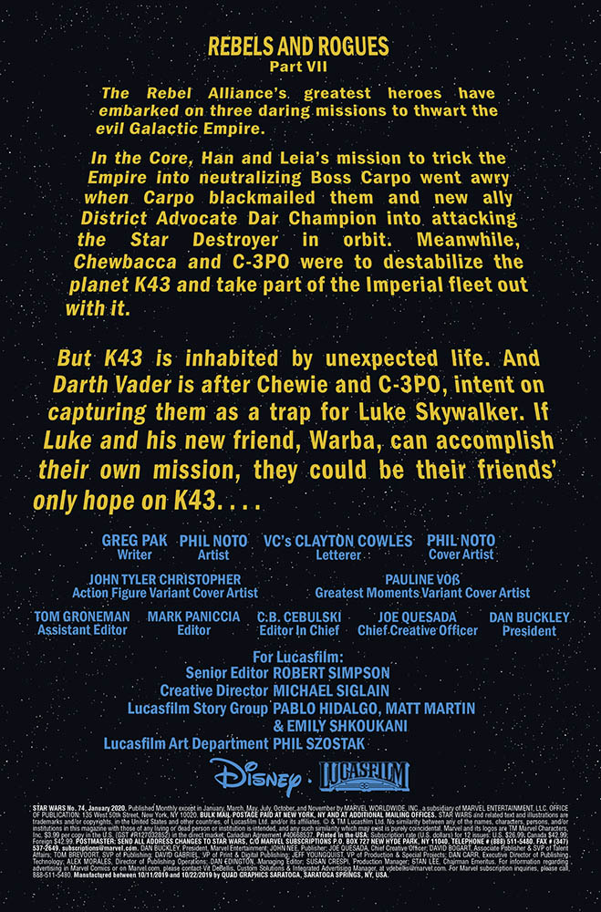Vorschauseiten zu Star Wars #74