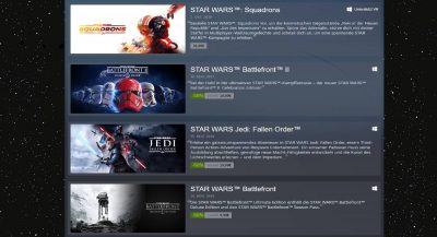 Star Wars Battlefront, Jedi: Fallen Order und Squadrons auf Steam!