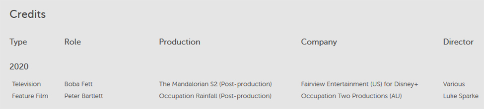 Temuera Morrisons CV