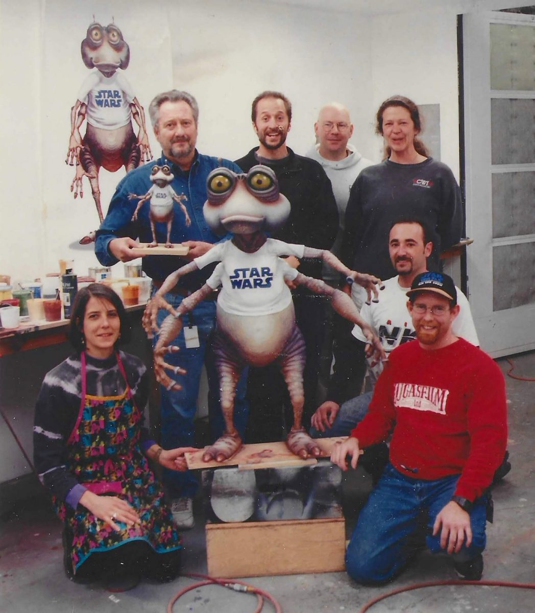 Das Marfalump-Team von ILM (im Uhrzeigersinn von links nach rechts): Richard Miller, Mike Murnane, Chris Goehe, Victoria Lewis, John Guidinger, Danny Wagner und Melanie Walas.